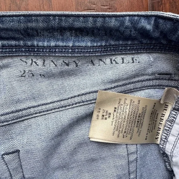Burberry Brit Westbourne Jeans "Burberry Back Seam" Aesthetic Skinny Ankle Sz 25 - Picture 7 of 16